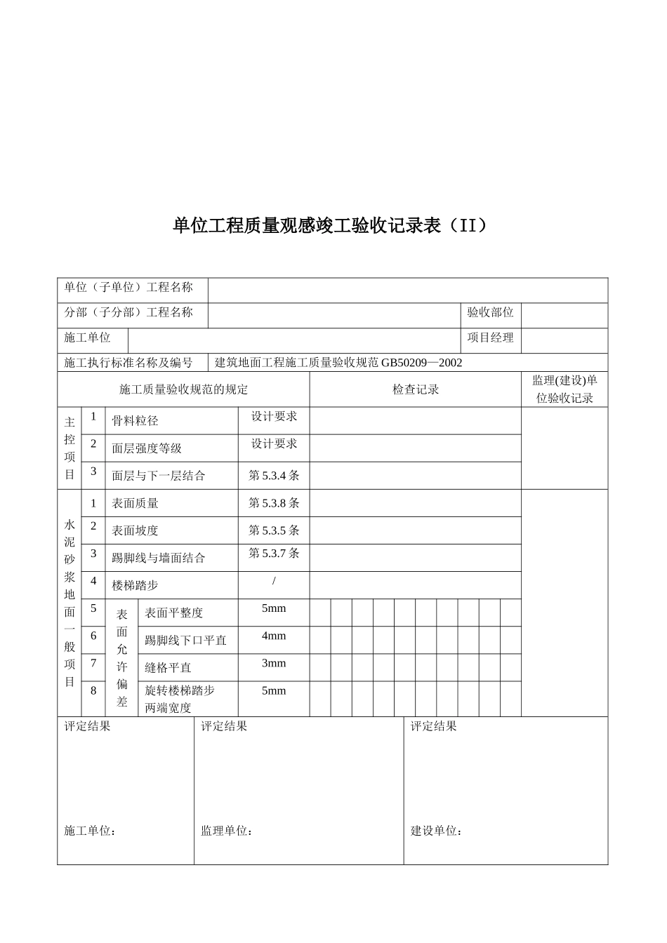 单位工程质量观感竣工验收记录表_第2页