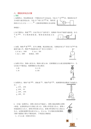 八年级物理滑轮杠杆纯力计算