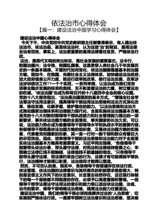 依法治市心得体会