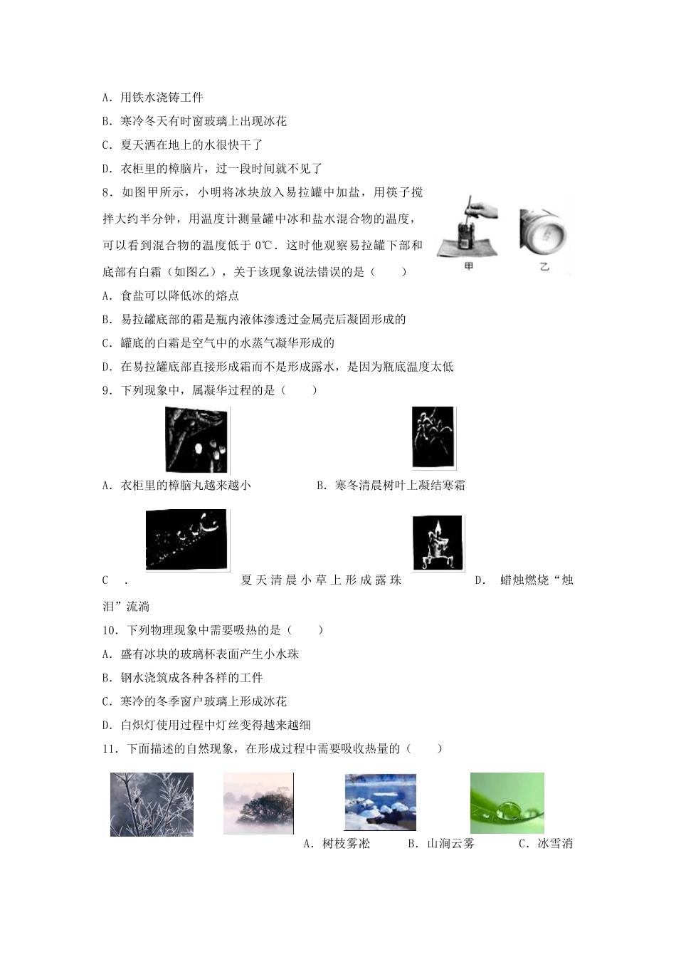 八年级物理上册-1.4-升华和凝华练习-(新版)北师大版_第2页