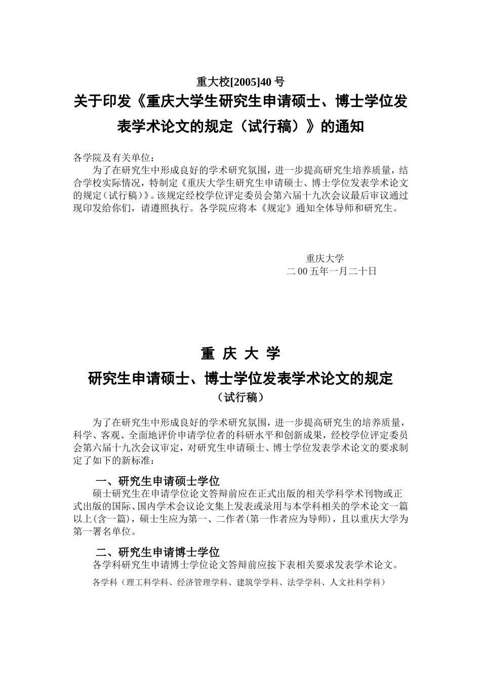 发表论文规定重大校[2005]40号[1]_第1页