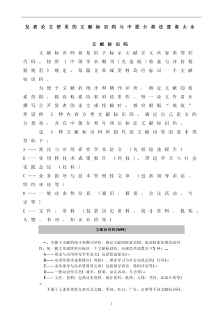 发表论文使用的文献标识码与中图分类法查询大全