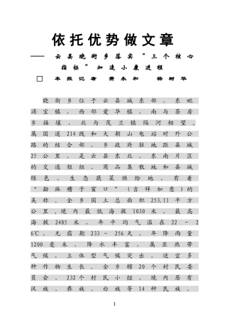 依托优势做文章