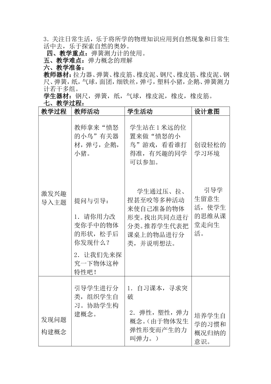 八年级物理下册《弹力》教学设计_第2页