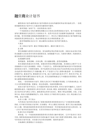 商业融资计划书