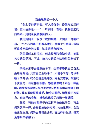 作文：我最敬佩的一个人