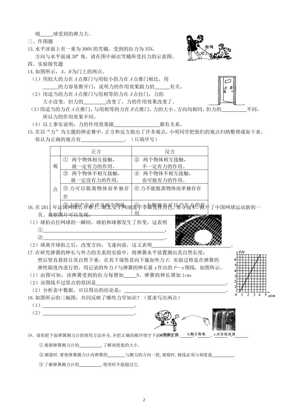 八年级物理下册-第七章《力》【弹力】练习题_第2页