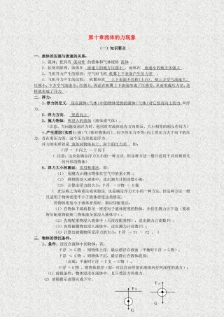 八年级物理下册第十章流体的力现象学案教科版