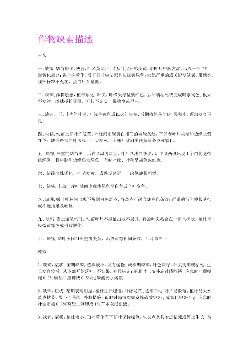 作物缺素描述_第1页