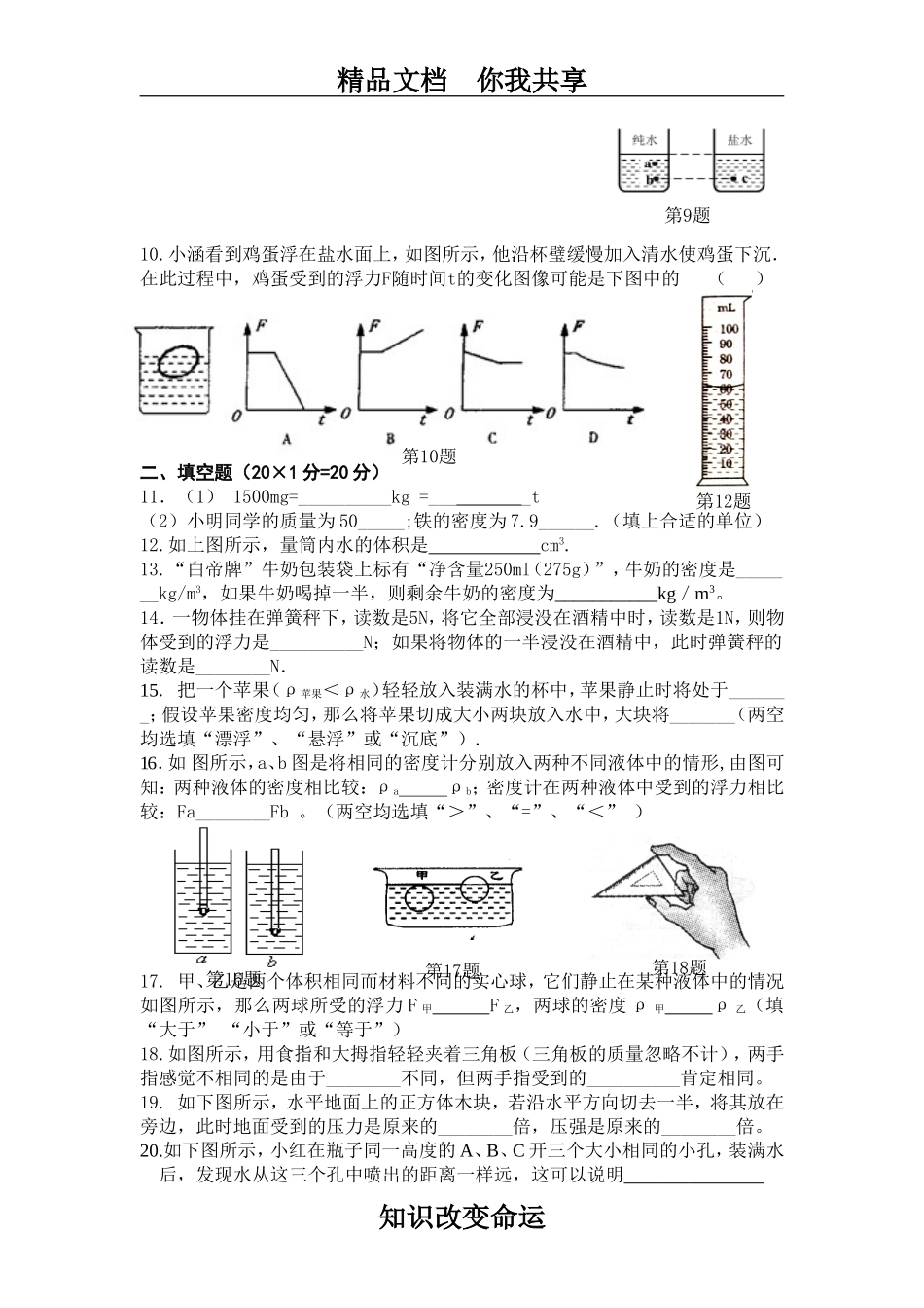 八年级物理下册期中考试试题_第2页