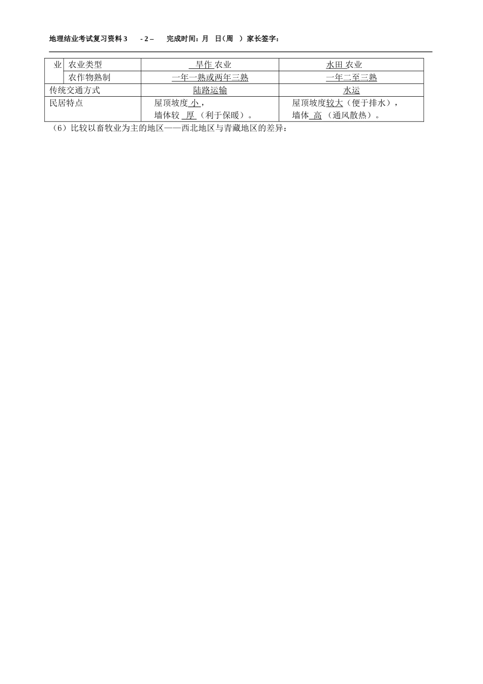 八年级下地理结业考试复习资料(含答案)_第2页