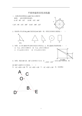 八年级下-平移和旋转培优训练题-含详细答案