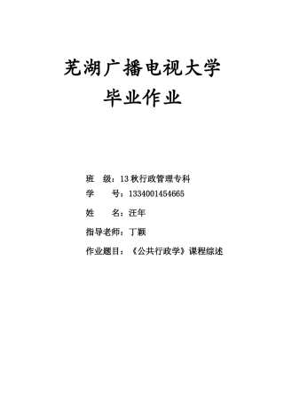 公共行政学毕业论文