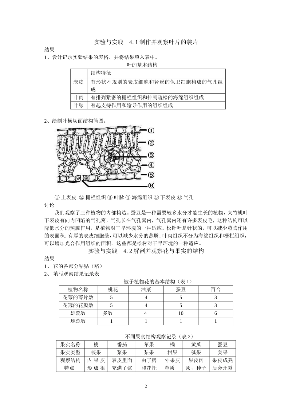 八年级下生命科学练习册答案_第2页