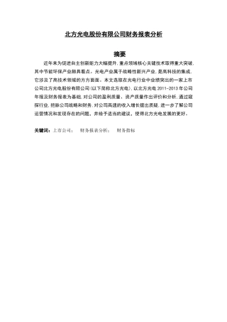 北方光电股份有限公司财务报表