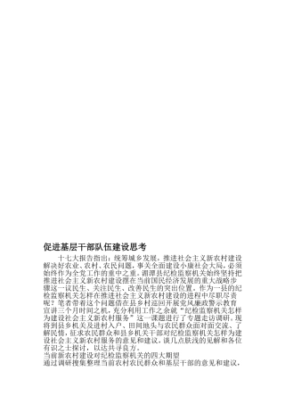 促进基层干部队伍建设思考-最新精选范文