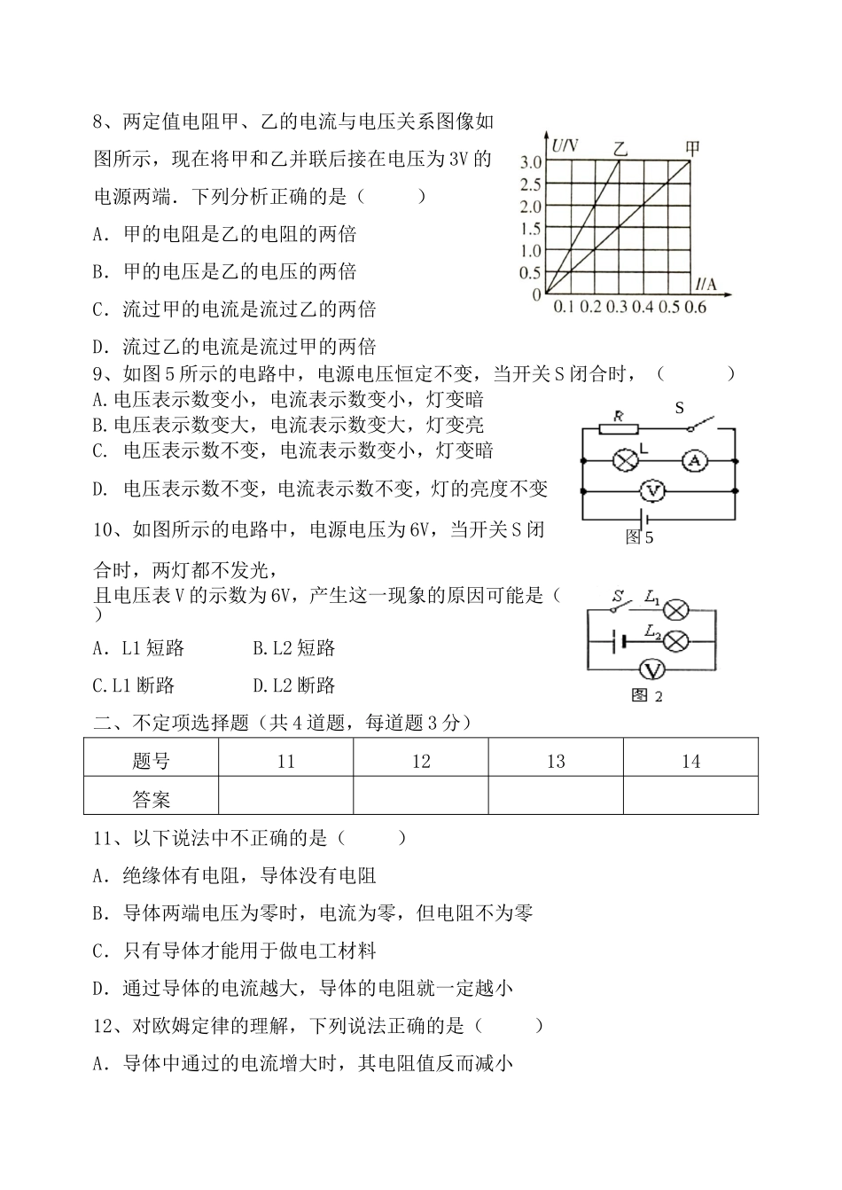 八年级下学期第一次月考物理试卷_第2页