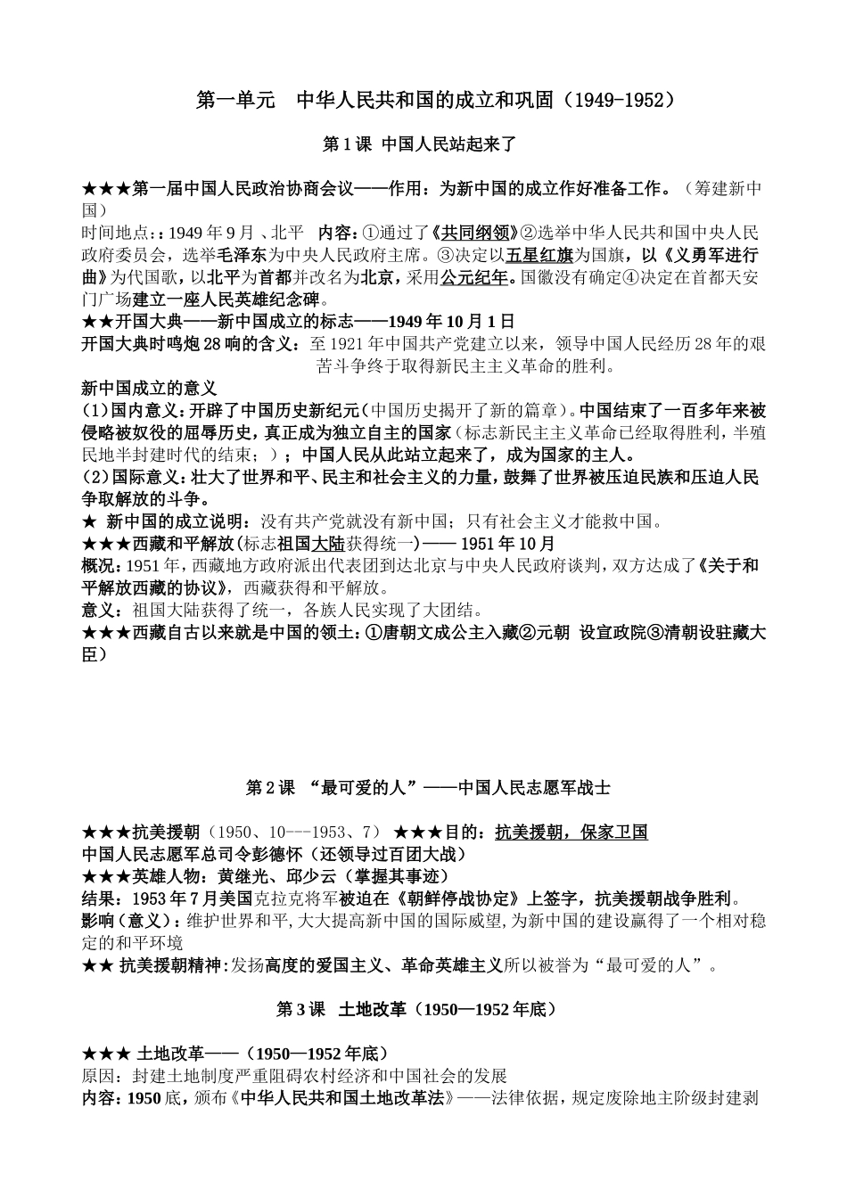 八年级下册历史知识点归纳整理_第1页