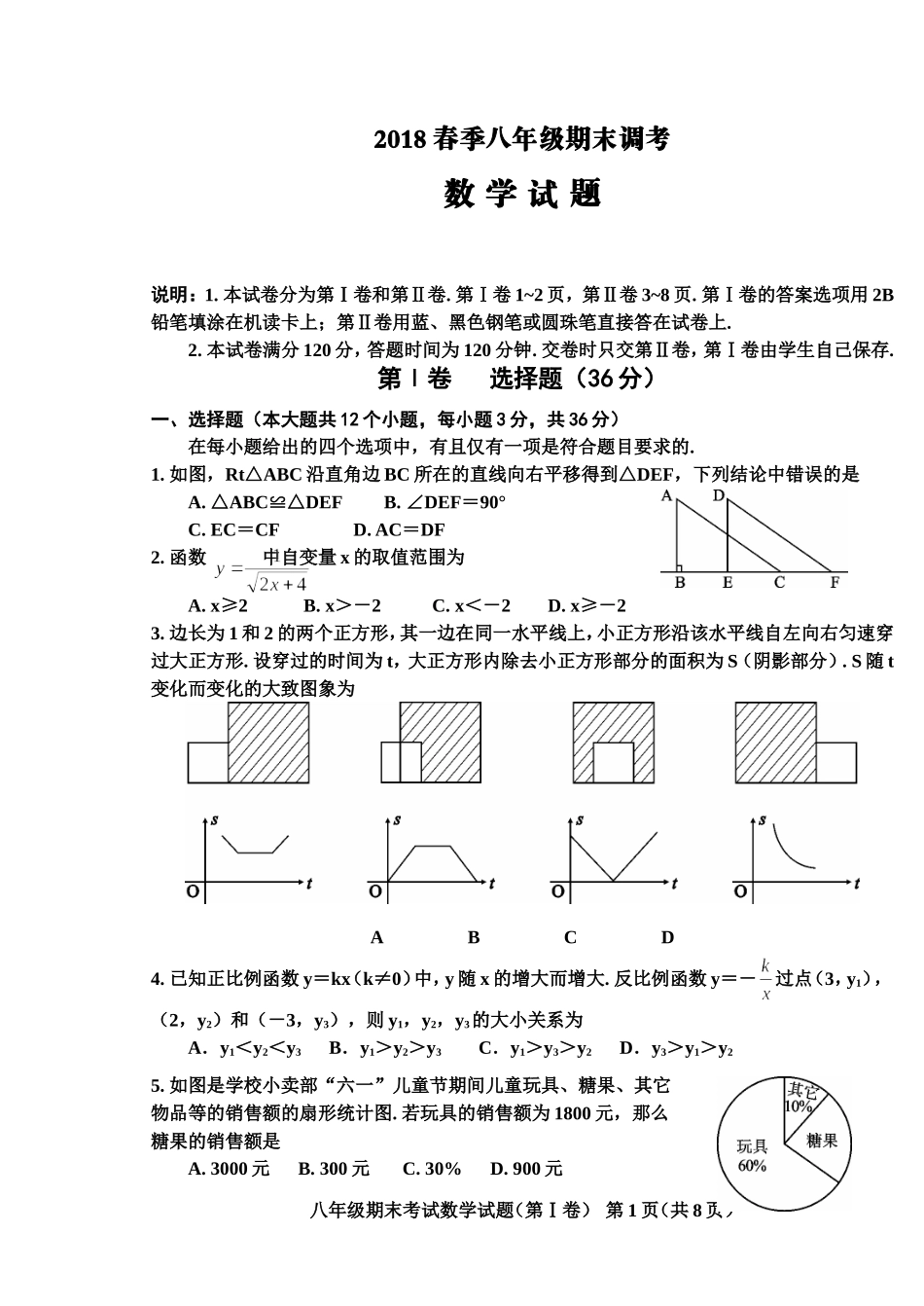 八年级下册数学试题(附答案)_第1页