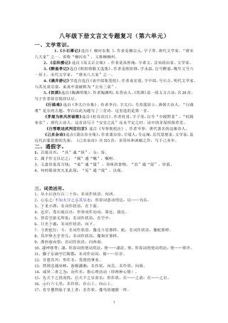 八年级下册文言文专题复习(第六单元)