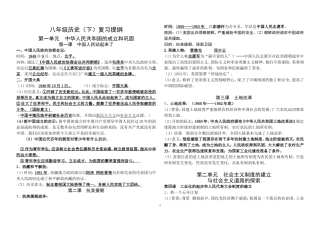 八年级历史(下)复习提纲(2017部编版)
