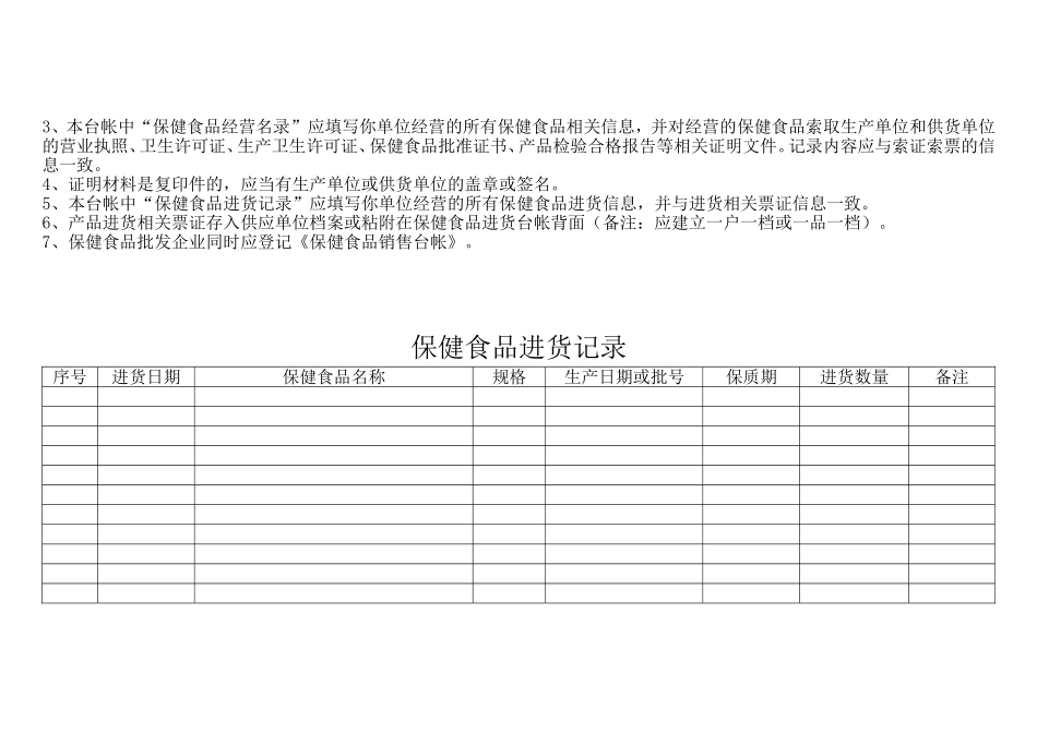 保健食品进货查验台帐进销台帐_第2页