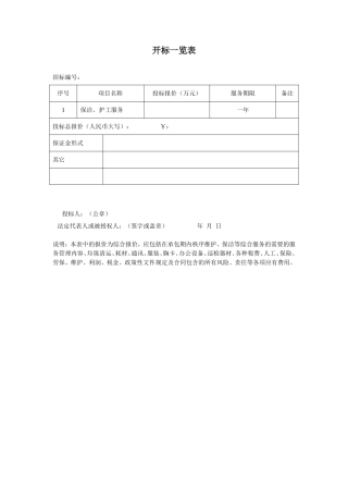 保洁报价表4.28