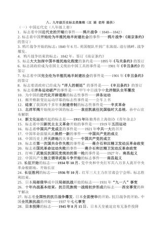 八九年级历史标志性事件