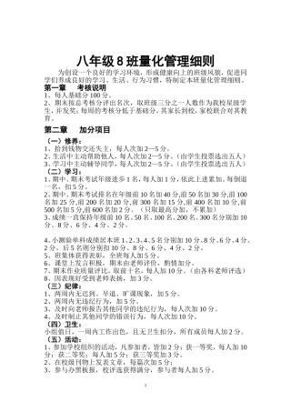 八年级8班量化管理细则