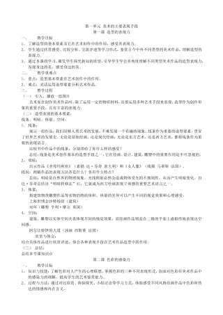 八年级上册美术教案第一课造型的表现力