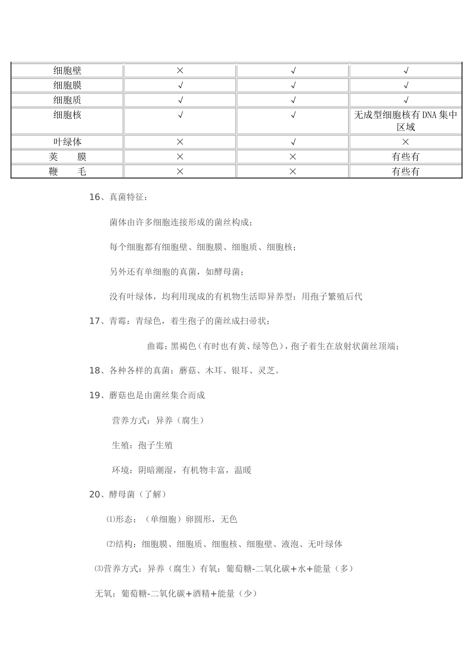 八年级上册生物《细菌和真菌》知识点_第3页