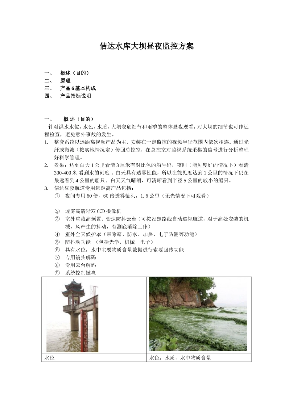 佶达水库大坝昼夜监控方案_第1页