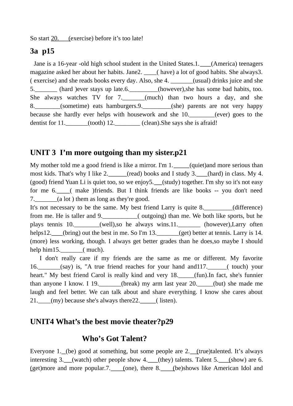 八年级上册英语挖词填空_第2页