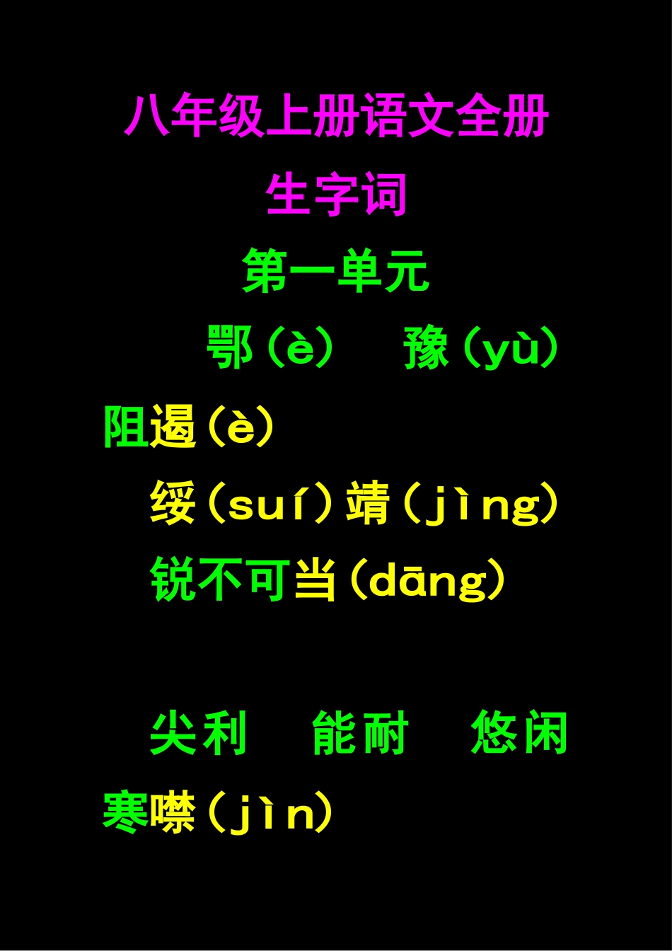 八年级上册语文全册生字词_第1页
