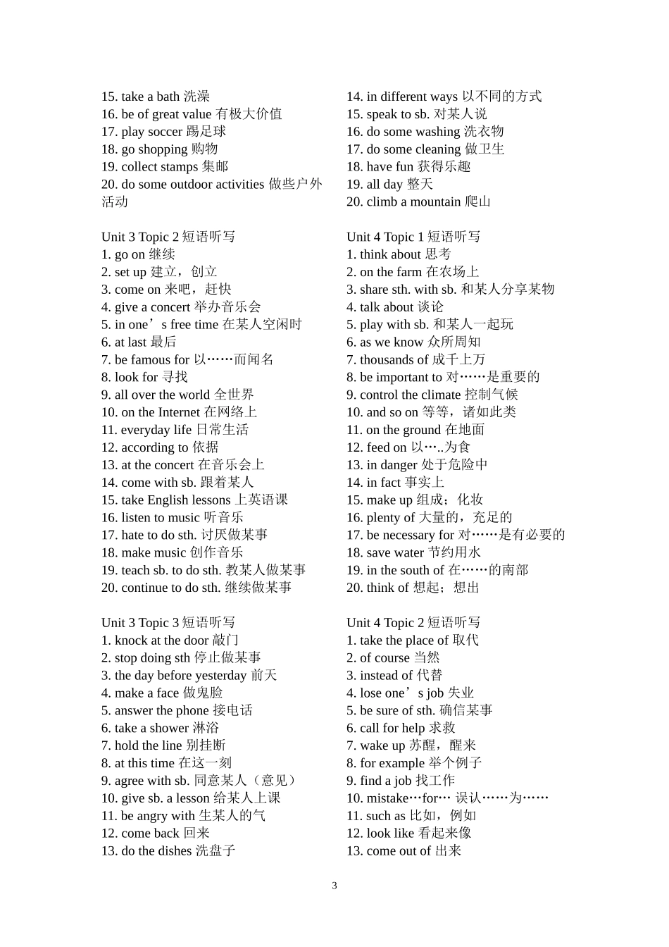 八年级英语短语总结_第3页