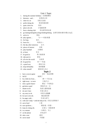 八年级英语仁爱版上册总复习资料