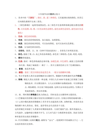 六年级毕业班美术总复习