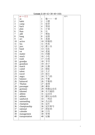 八年级英语上册单词集中识词第二课(1)