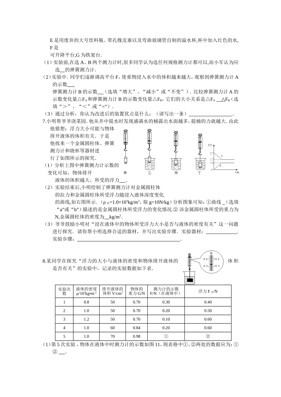 八年物理压强、浮力实验探究题_第3页