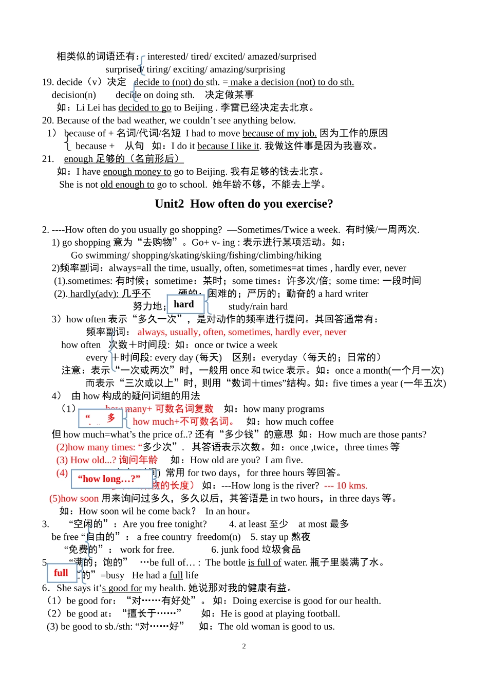 八上Units1-10单元知识点期末复习总结_第2页