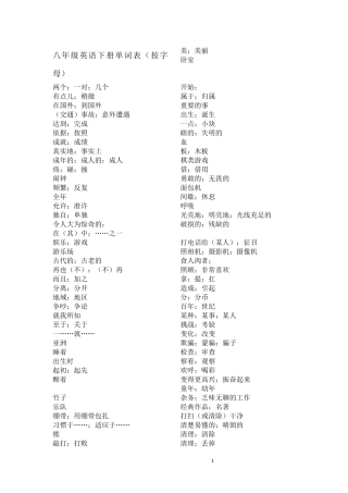 八年级英语下册单词表(按字母)