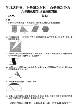 六年级总复习-求面积练习题