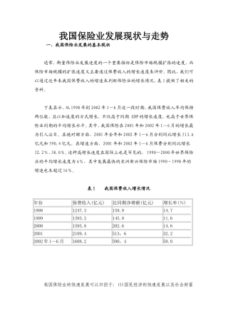 保险业发展现状级趋势