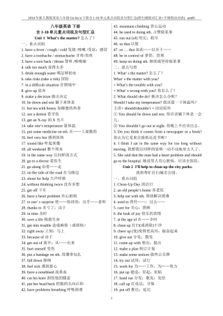 八年级英语下册全1-10单元重点词组及句型汇总