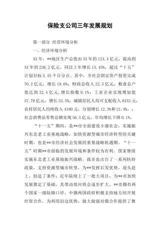 保险支公司三年发展规划