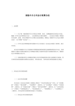 保险中介公司会计核算办法