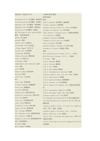 保险专业英语常用词汇