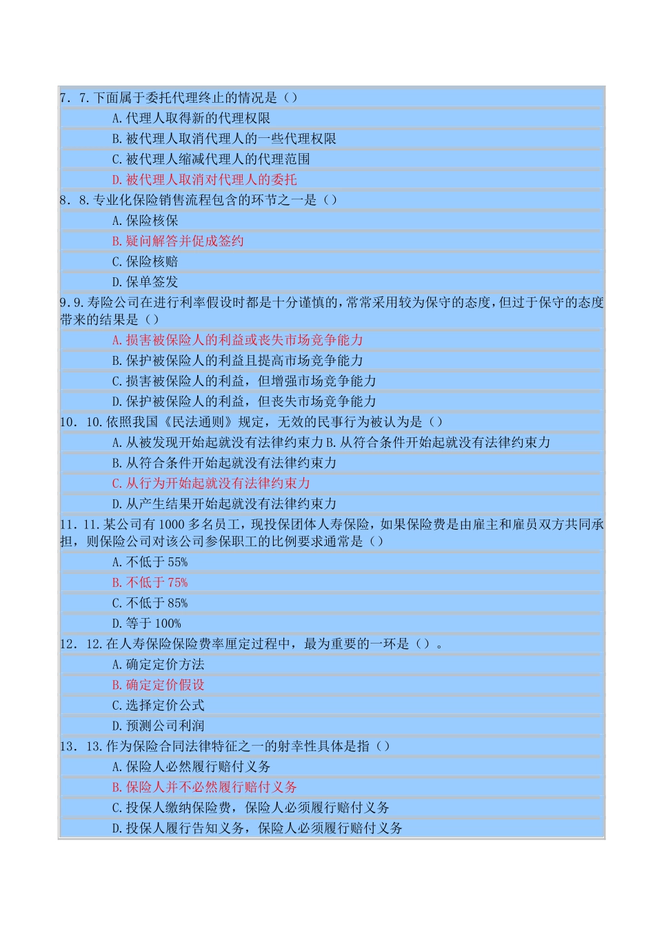 保险资格考试模拟试题_第2页