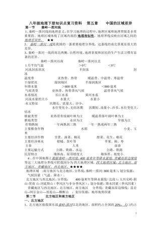 八下地理知识点(详细精华)