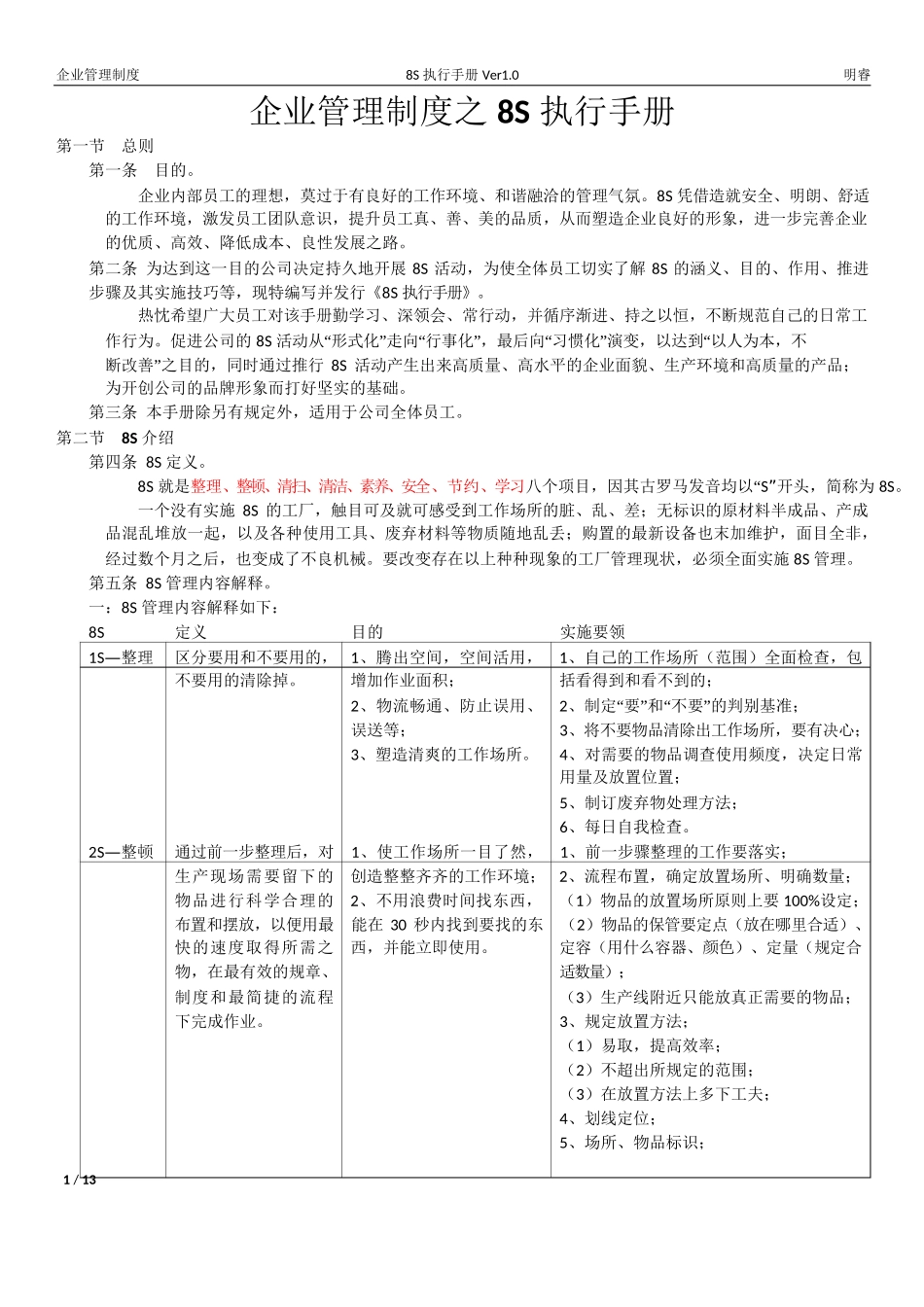 企业管理制度之8S管理制度R01_第1页